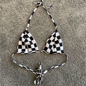 Checkered Black and White Bikini Top